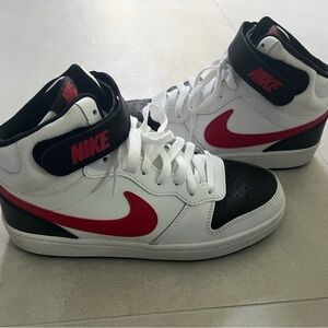 Nike Boy’s White, Black, and Red High-Top Sneakers size 6Y